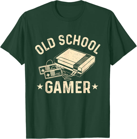 Old School Gamer - Vintage Gaming Video Games Controller T-Shirt - T-Shirt | Forest