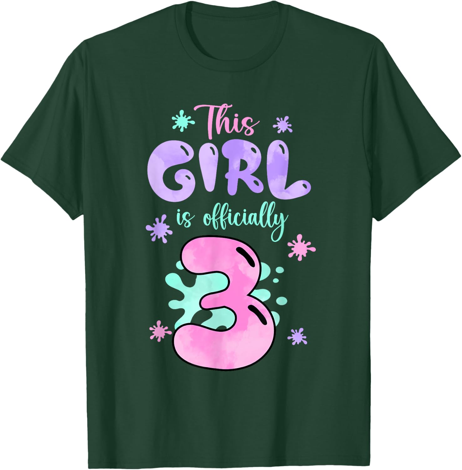 This Girl Is Officially 3 Year Old Slime Queen 3rd Birthday T-Shirt - T-Shirt | Forest