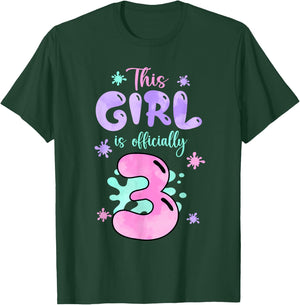 This Girl Is Officially 3 Year Old Slime Queen 3rd Birthday T-Shirt - T-Shirt | Forest