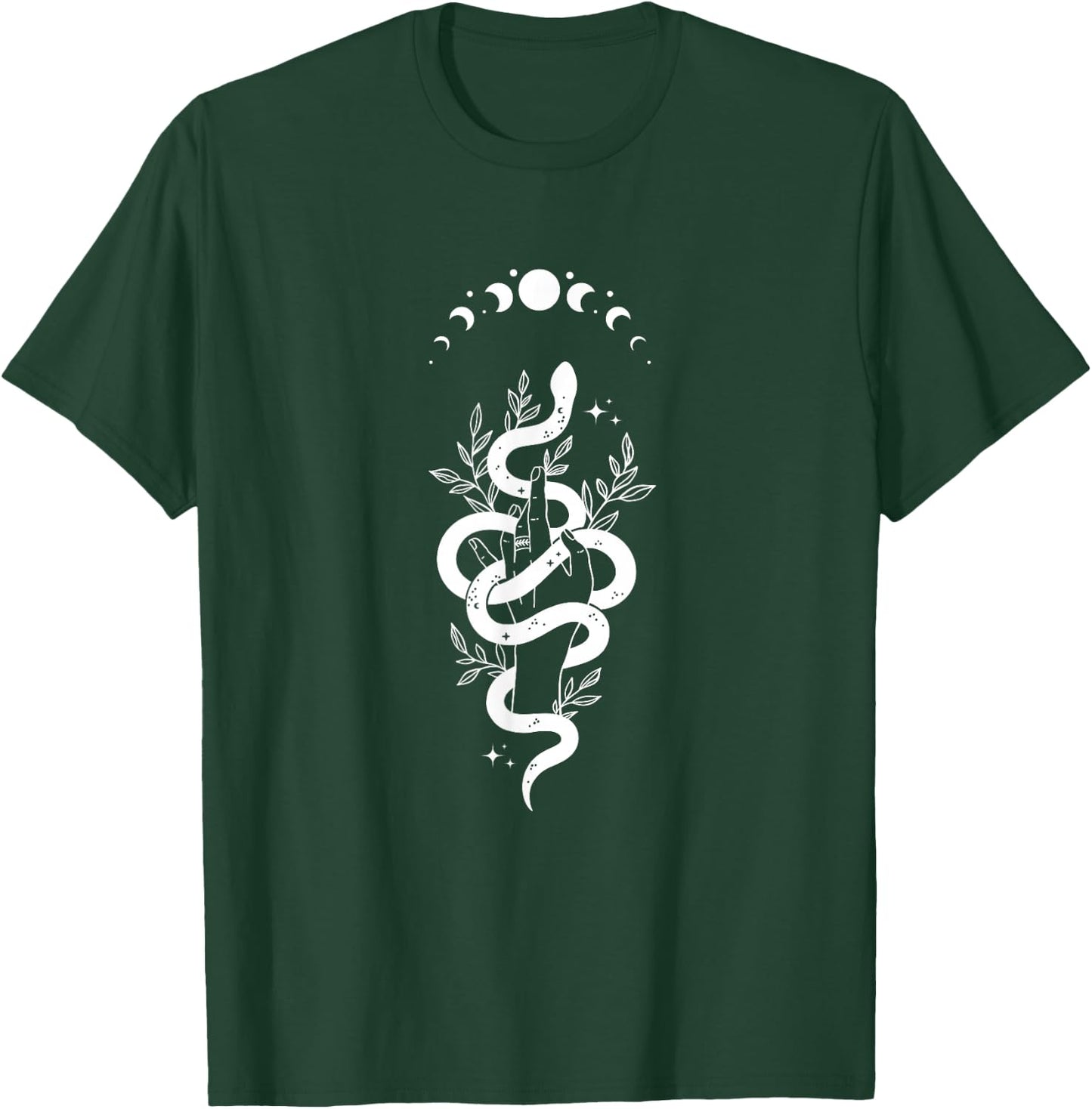 Magic Boho Snake with Moon Phase & Leaves T-Shirt - T-Shirt | Forest