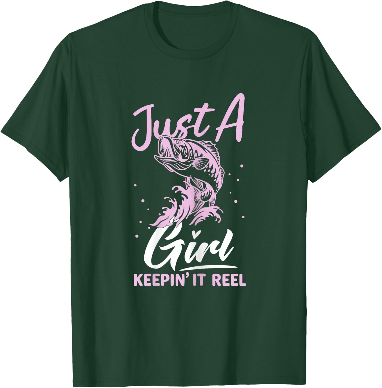 Funny Fishing Design For Woman Girls Fishing Girl T-Shirt - T-Shirt | Forest