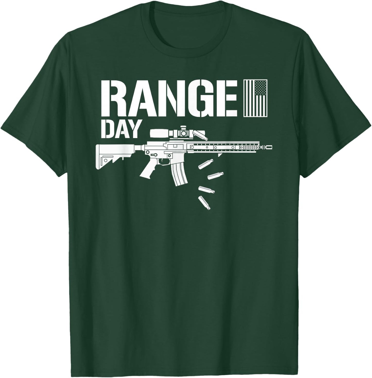 Military Rifle Range Day American Flag Bullet Semi Automatic Women Men T-Shirt - T-Shirt | Forest