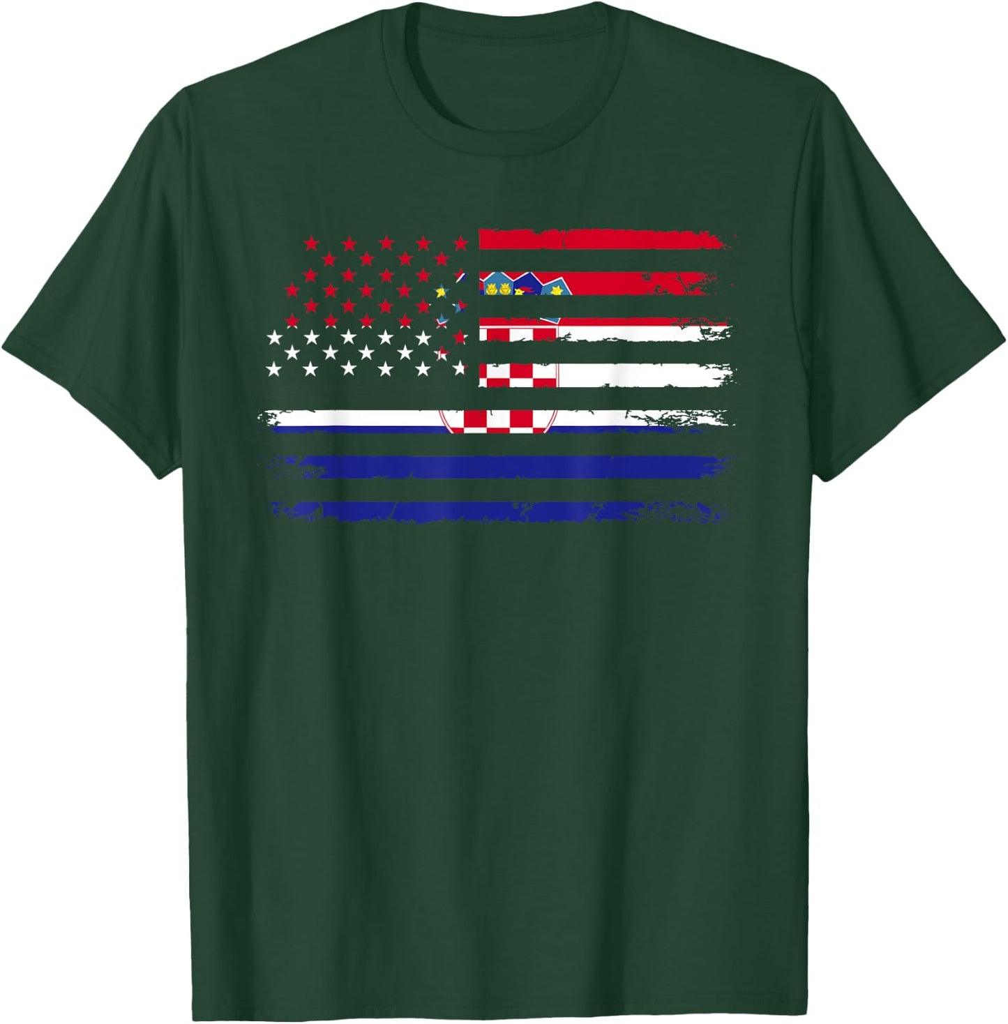 American Croatia Flag T-Shirt - T-Shirt | Forest