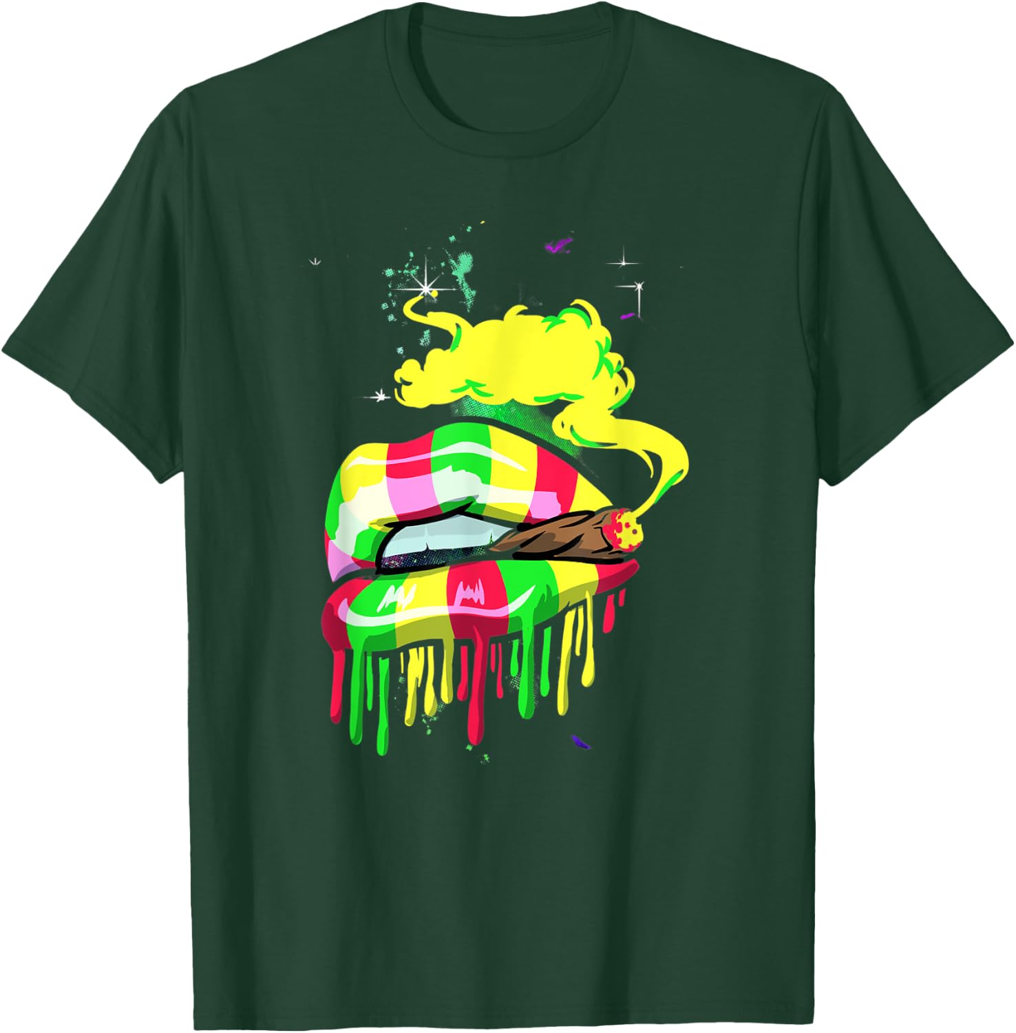 Love Marijuana Pot Smoker Peace Love Reggae Lips T-Shirt - T-Shirt | Forest