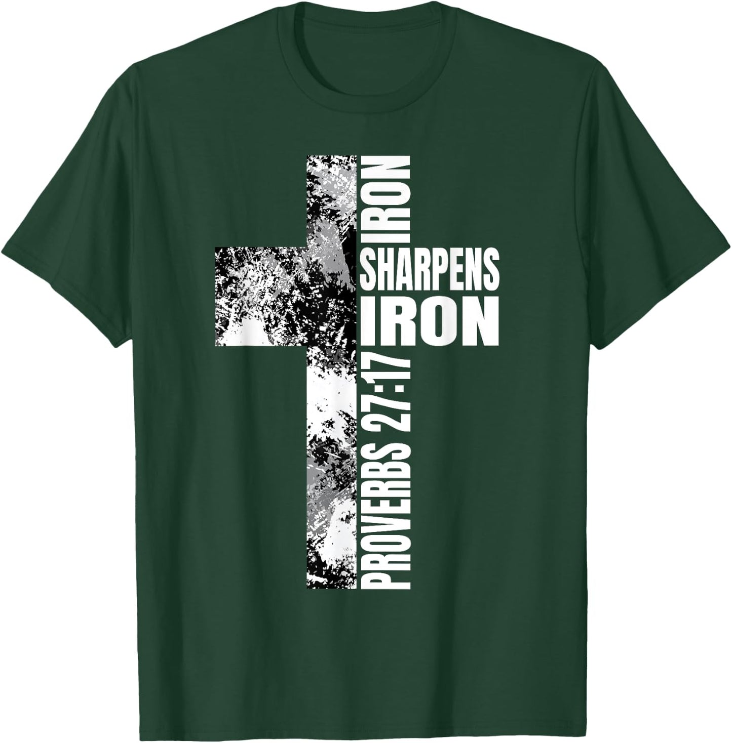 Black White Cross Iron Sharpens Iron Verse Christian Couples T-Shirt - T-Shirt | Forest
