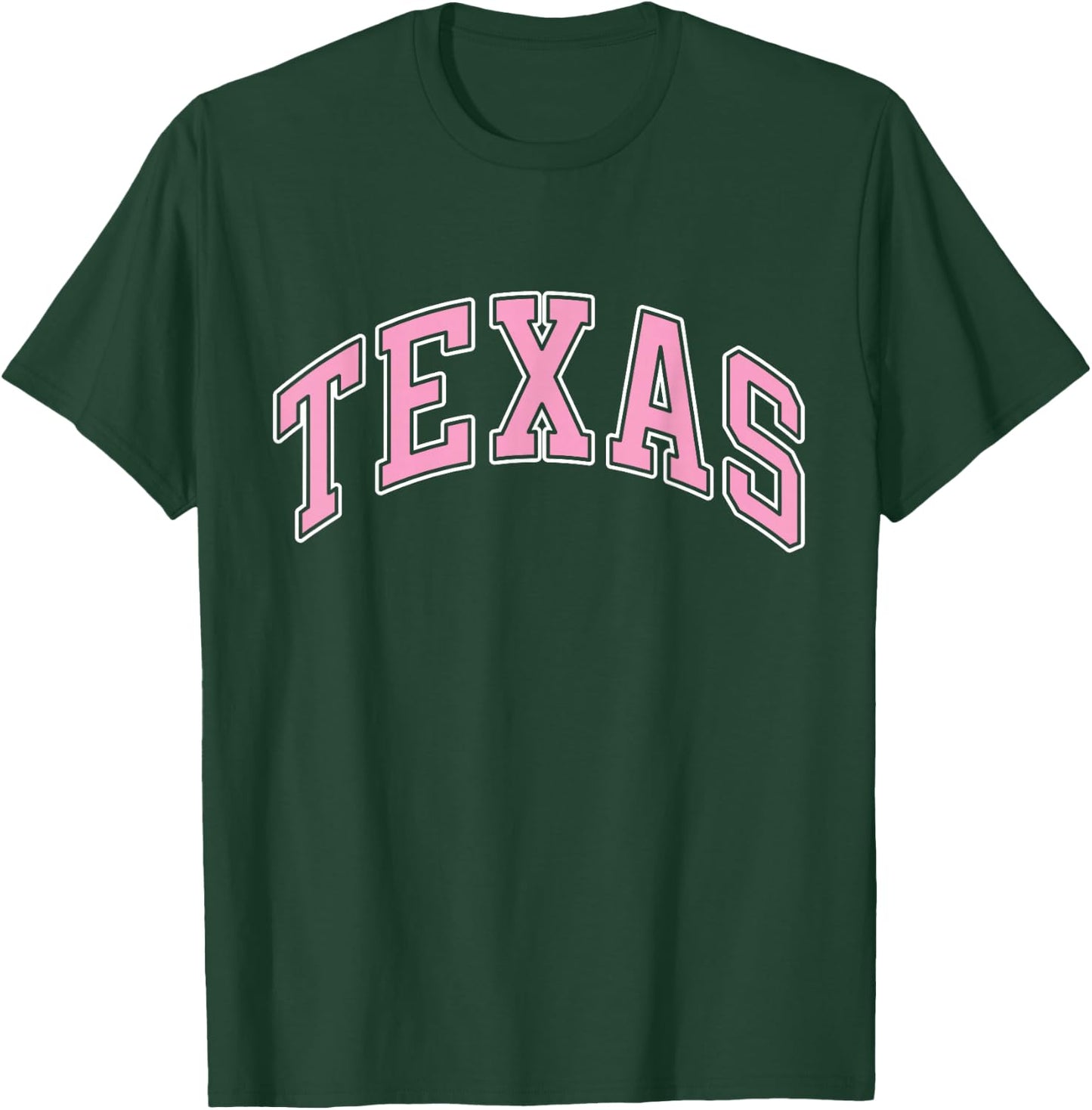 Texas Varsity Style Pink Text T-Shirt - T-Shirt | Forest