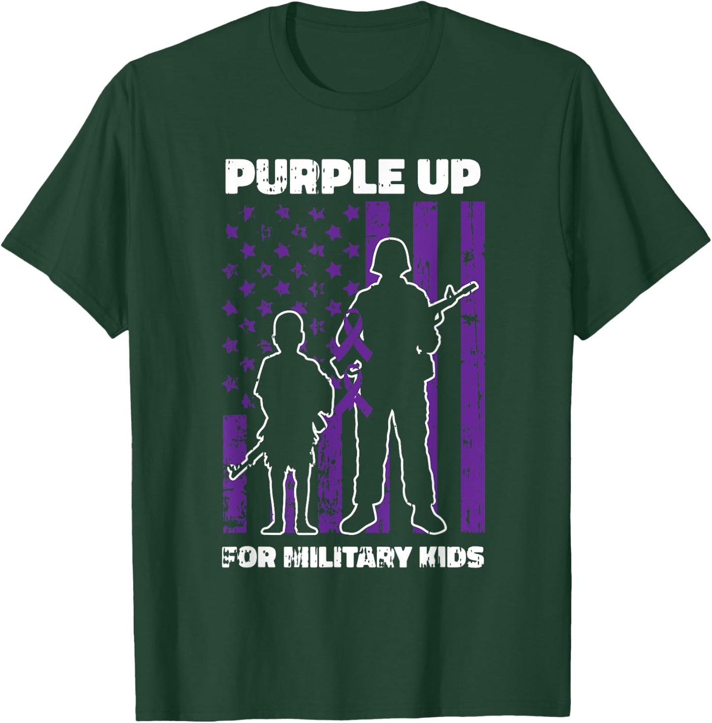Military Child Boy Girls Purple Up For Military Kids T-Shirt - T-Shirt | Forest