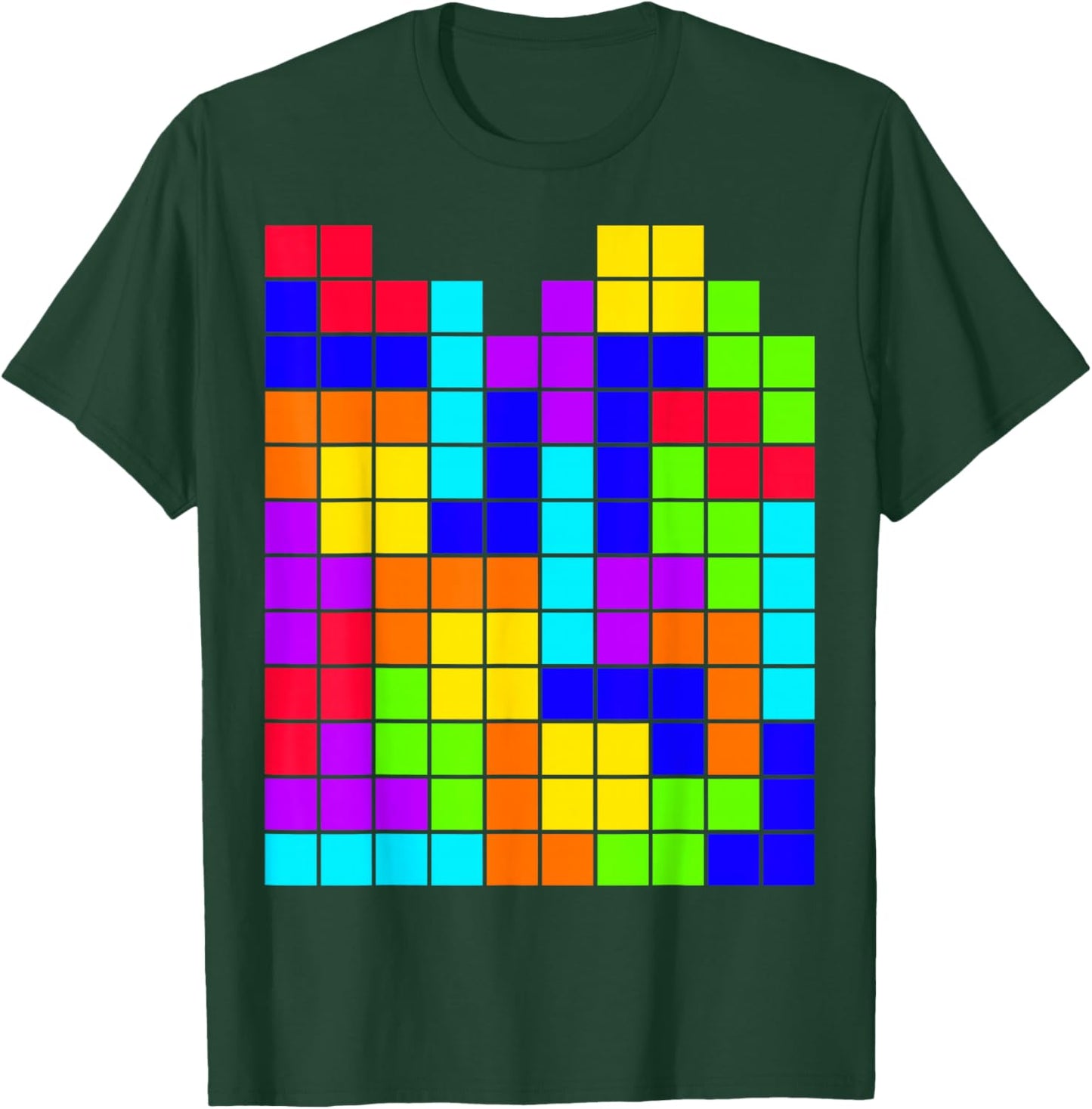 Nerdy Tetrominoes Block Puzzle Video Game Math Teacher Geek T-Shirt - T-Shirt | Forest