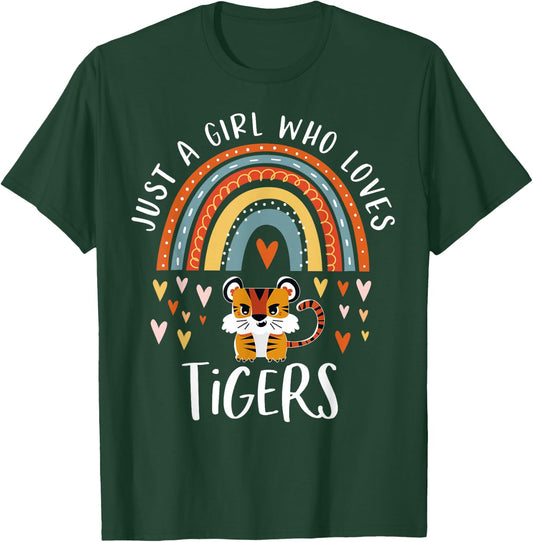 Just A Girl Who Loves Tigers Rainbow Gifts for Tiger Lover Small T-Shirt - T-Shirt | Forest