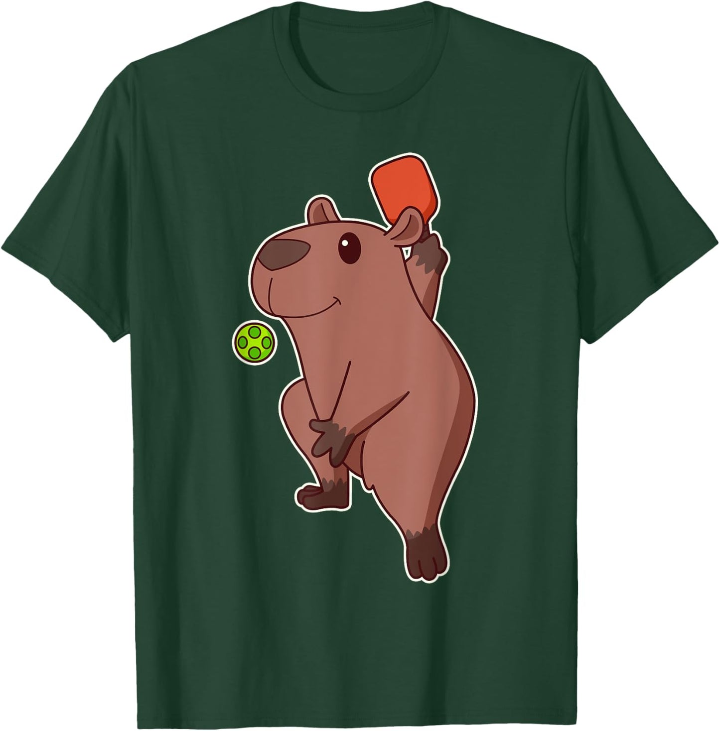 Cute Kawaii Capybara playing pickleball T-Shirt - T-Shirt | Forest