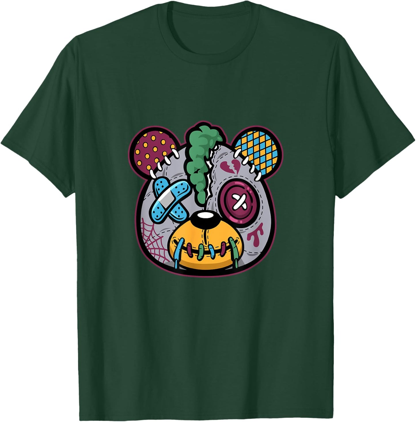 Cool Halloween Ugly Teddy Bear Illustration Graphic Designs T-Shirt - T-Shirt | Forest
