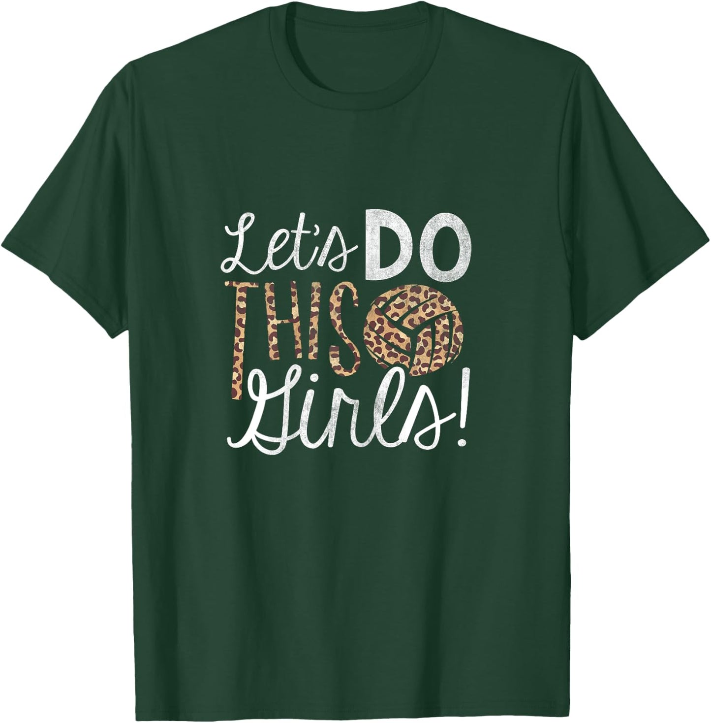 Volleyball Lover Leopard Pattern Women Girls Volleyball T-Shirt - T-Shirt | Forest