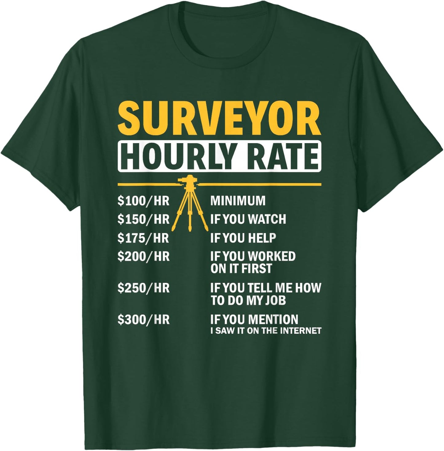 Land Surveying Cartographer Land Surveyor Apparel Adults Black Small Modern Humor T-Shirt - T-Shirt | Forest