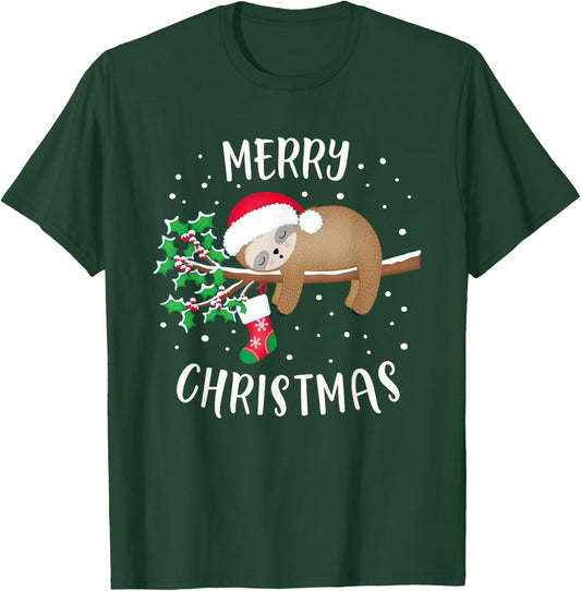 Merry Christmas Cute Sloth Xmas Outfit Matching Family T-Shirt - T-Shirt | Forest