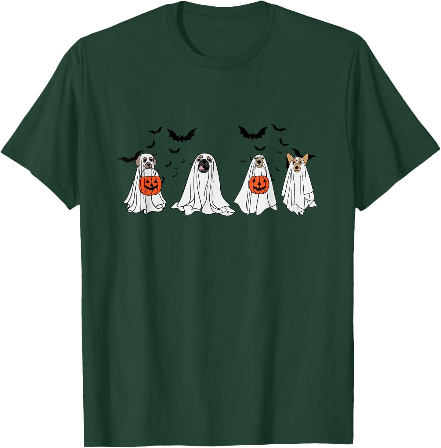 Cute Ghost Dog Halloween Men Women T-Shirt - T-Shirt | Forest