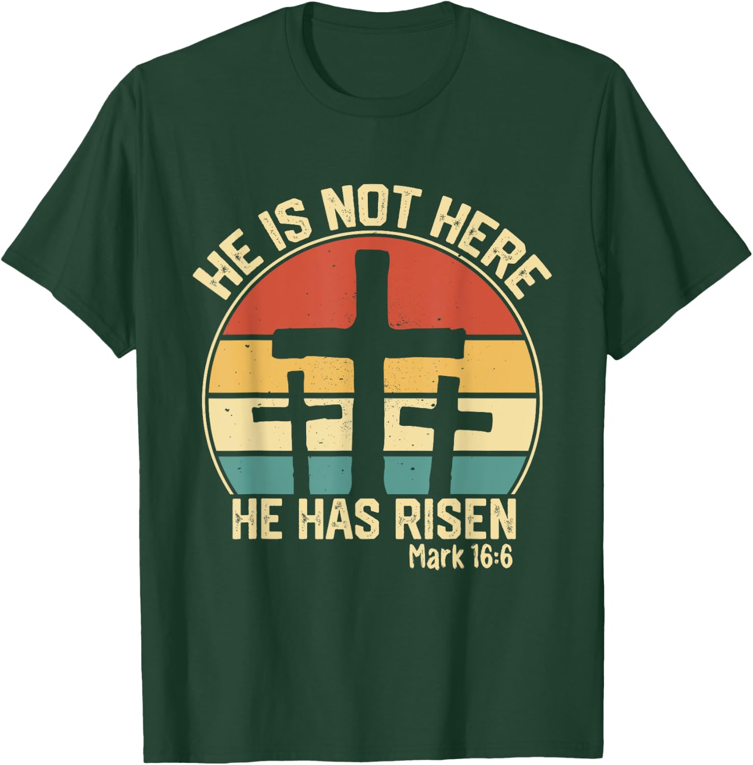 He has Risen He is not Here Jesus Retro Vintage Easter T-Shirt - T-Shirt | Forest