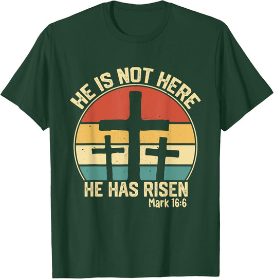 He has Risen He is not Here Jesus Retro Vintage Easter T-Shirt - T-Shirt | Forest