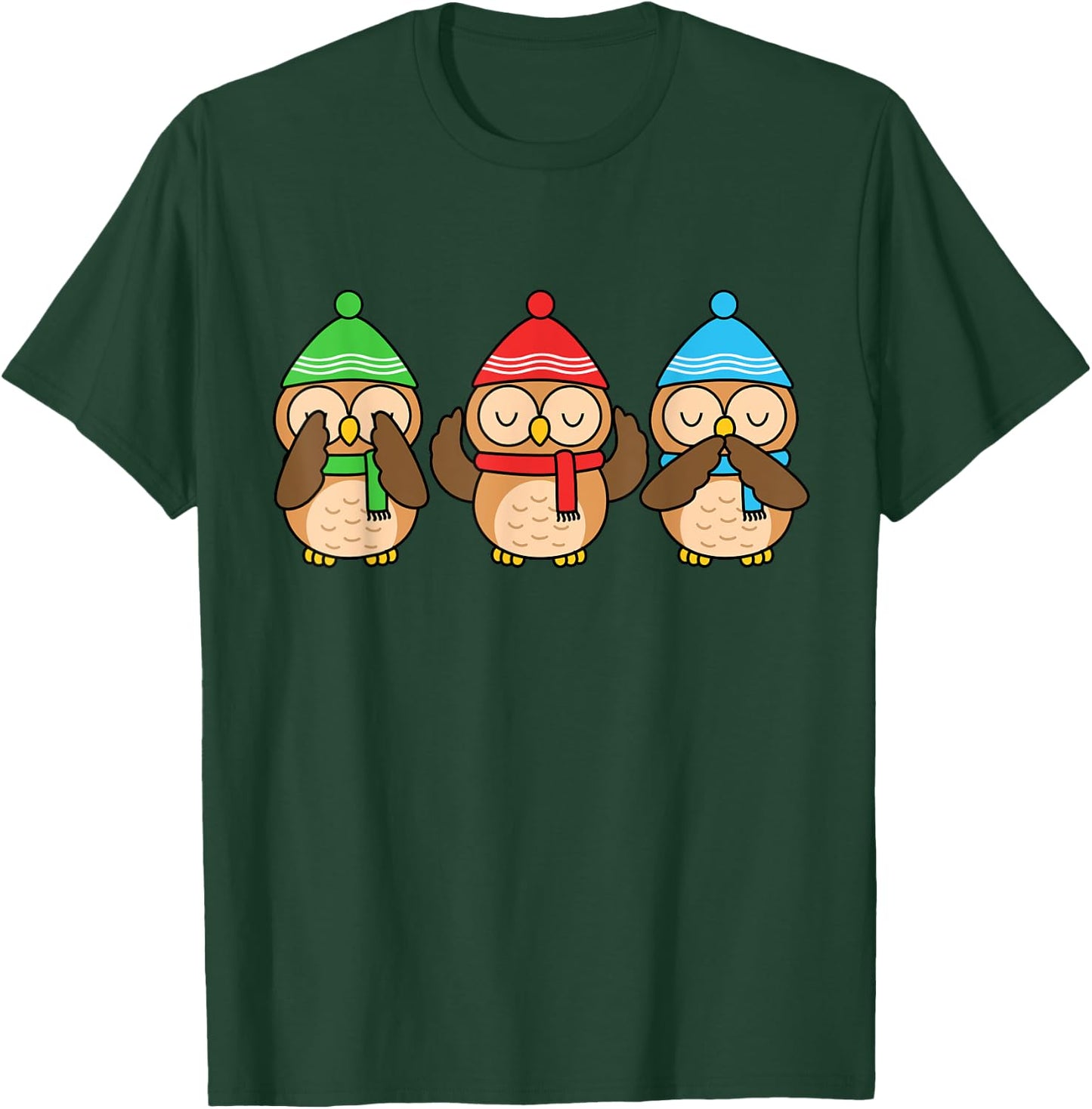 Christmas Owl Lover Women Winter Birds Cute Owl T-Shirt - T-Shirt | Forest