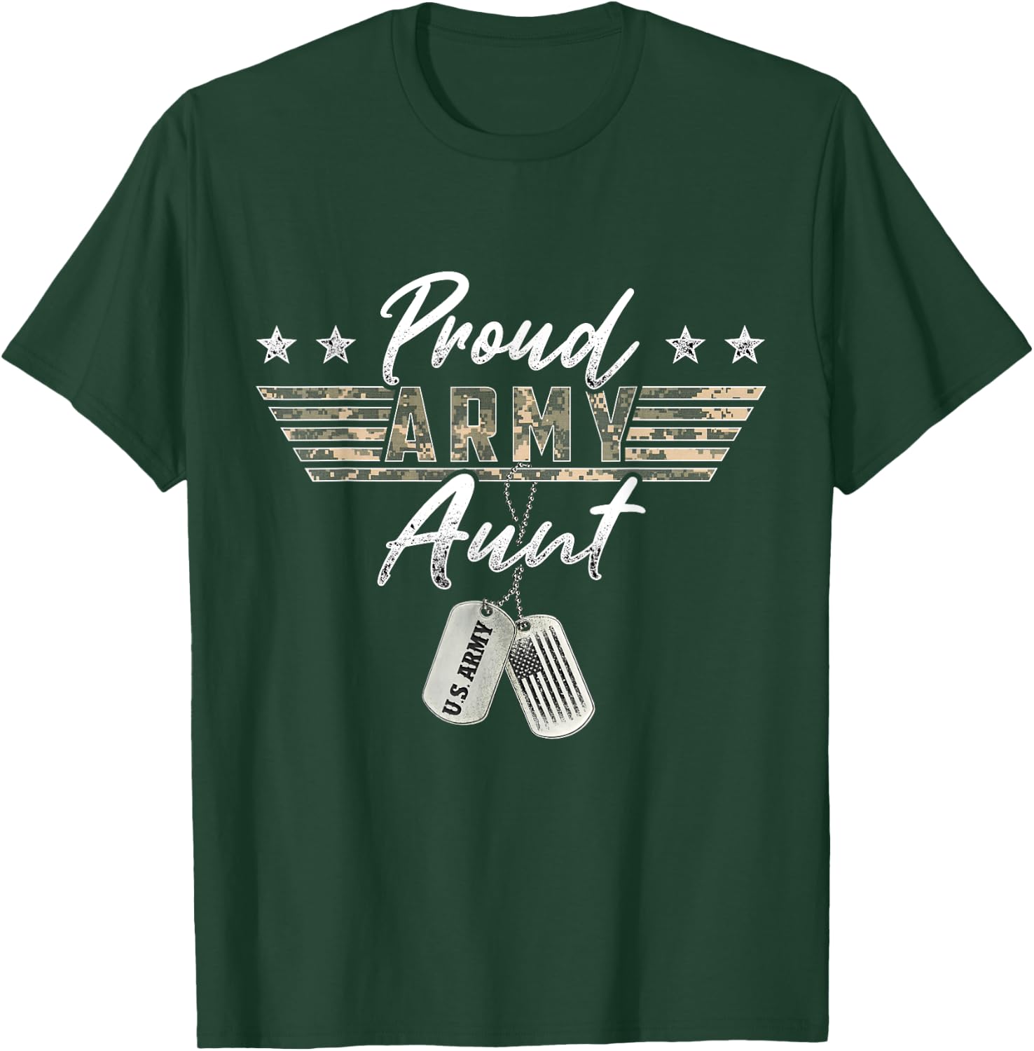 Proud U.S. Army & Military Family Military Gift Proud Army Aunt American Veteran Military T-Shirt - T-Shirt | Forest