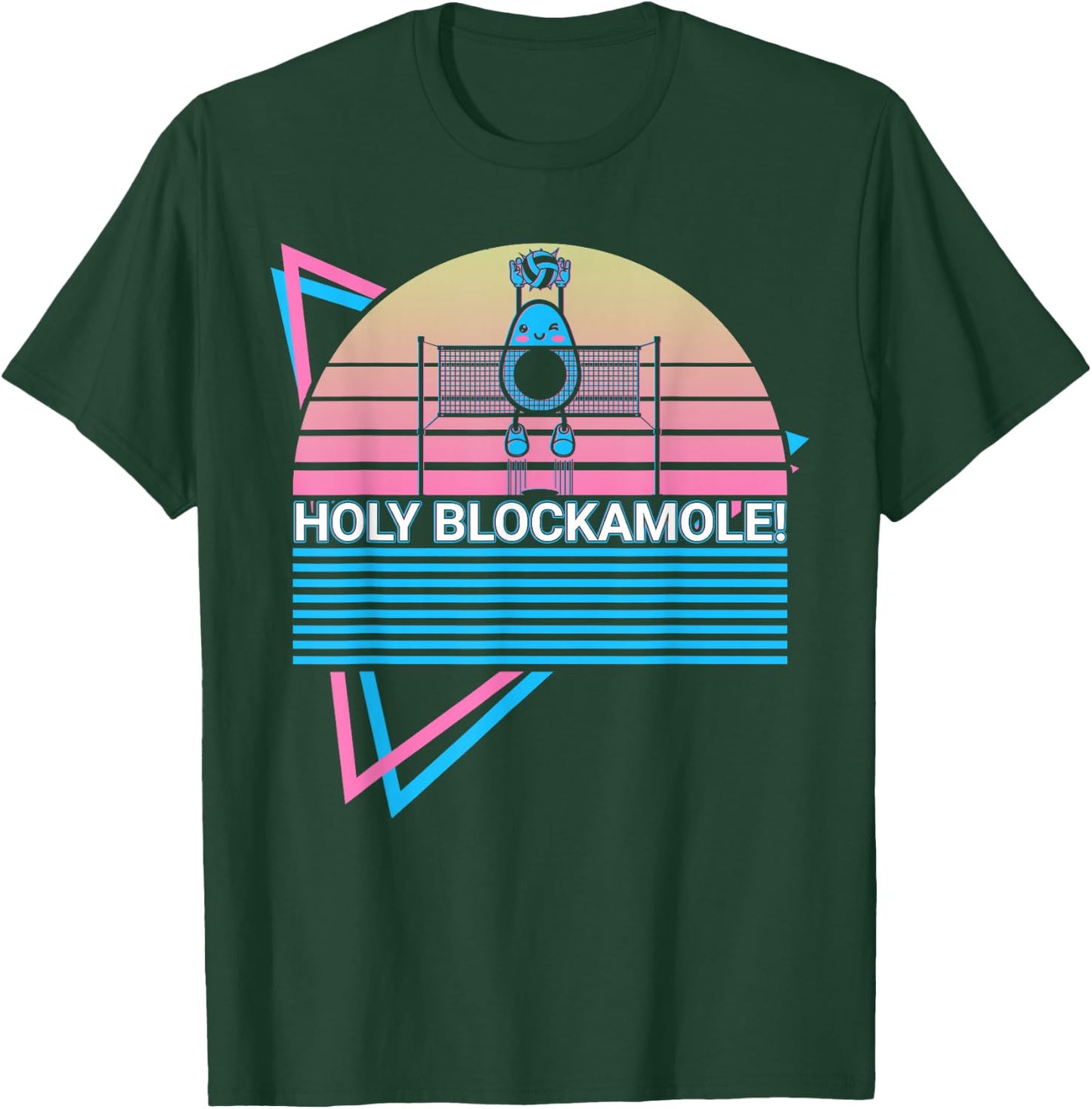 Volleyball Player Avocado Retro Holy Blockamole! T-Shirt - T-Shirt | Forest