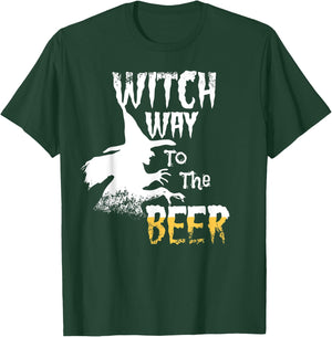 Witch Way To The Beer Funny Halloween Party Costume T-Shirt - T-Shirt | Forest