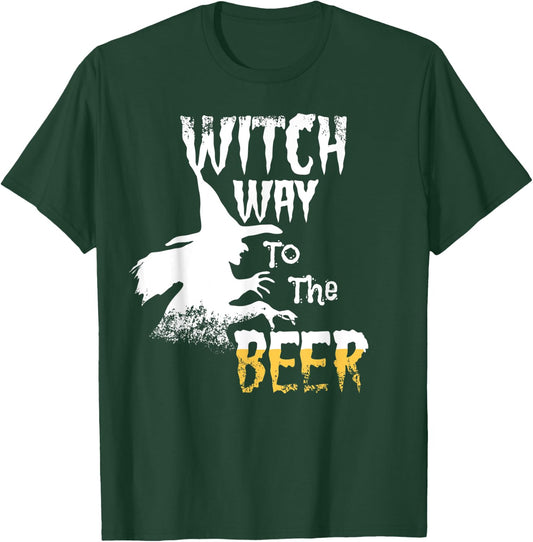 Witch Way To The Beer Funny Halloween Party Costume T-Shirt - T-Shirt | Forest