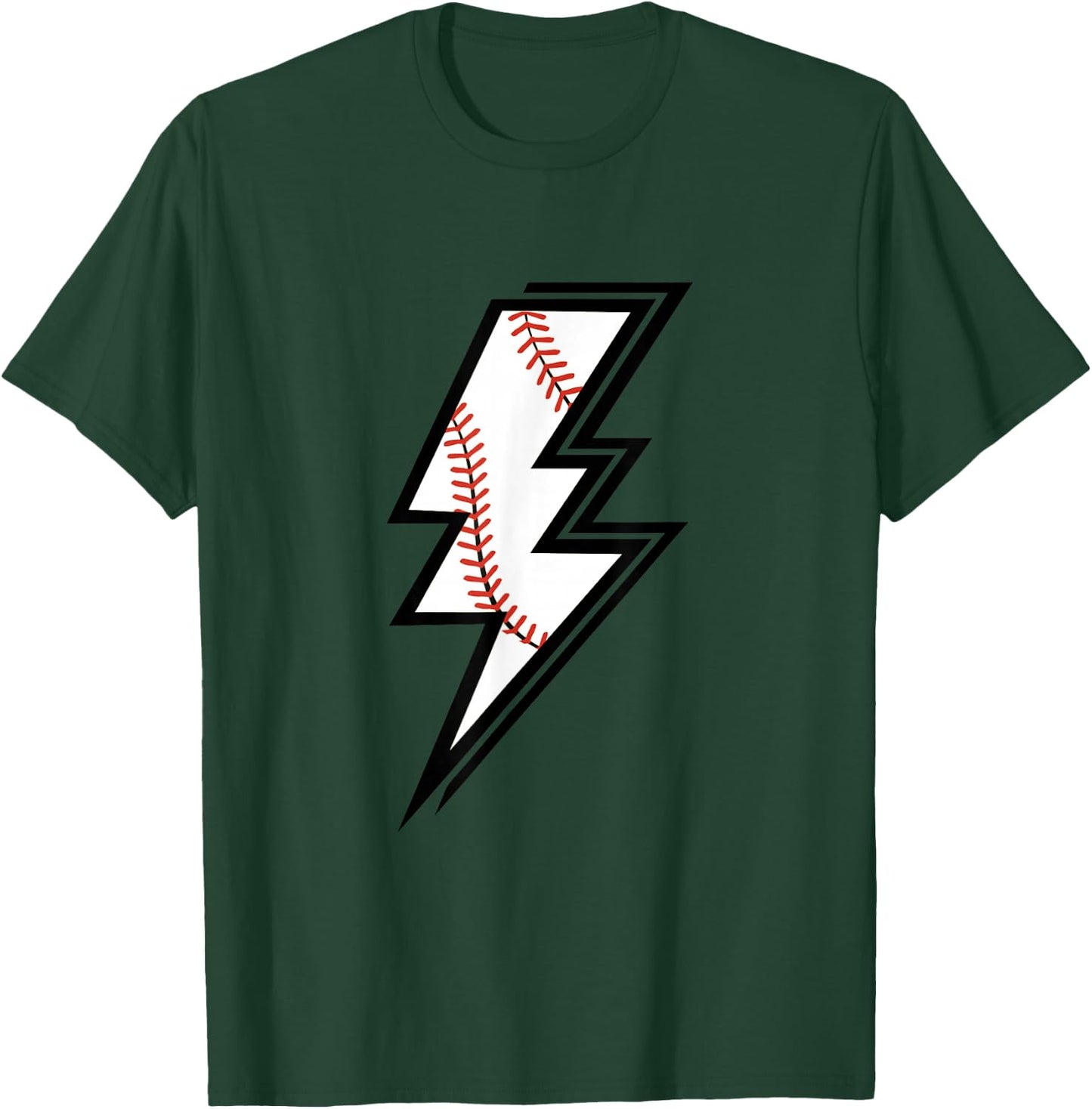 Baseball Lightning Bolt Baseball Mom Dad Game Day T-Shirt - T-Shirt | Forest