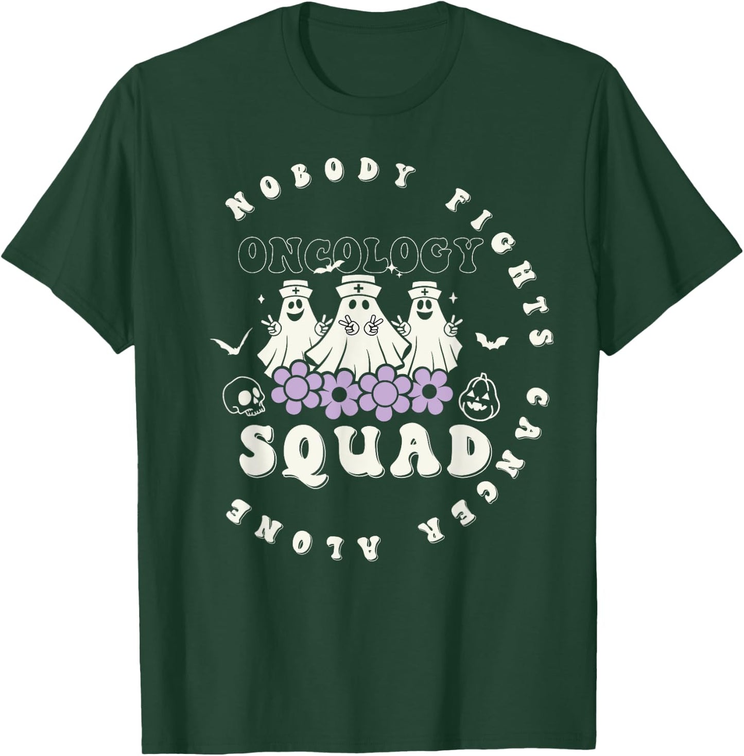 Halloween Oncology Nurse Squad Retro Pediatric Oncology T-Shirt - T-Shirt | Forest