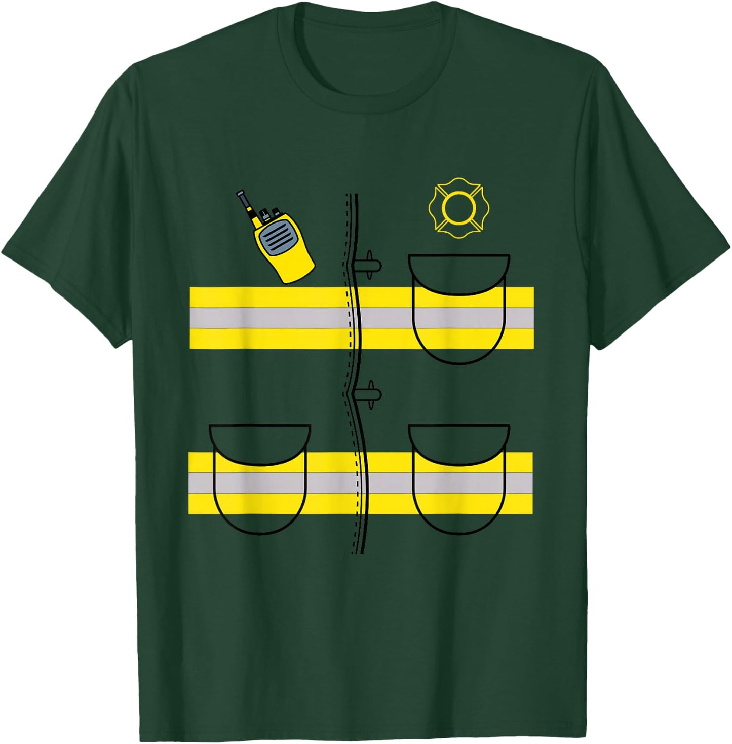 Firefighter Costume DIY Halloween Costume Easy Uniform T-Shirt - T-Shirt | Forest