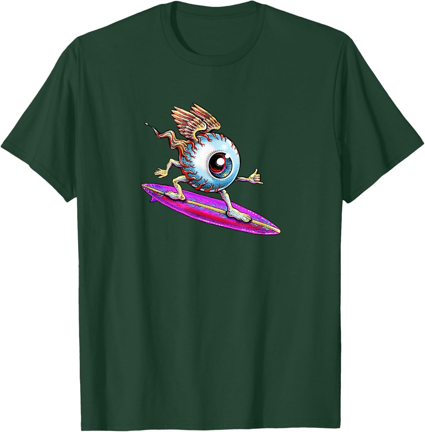 Surfing Eyeball - by Emek Artman T-Shirt - T-Shirt | Forest