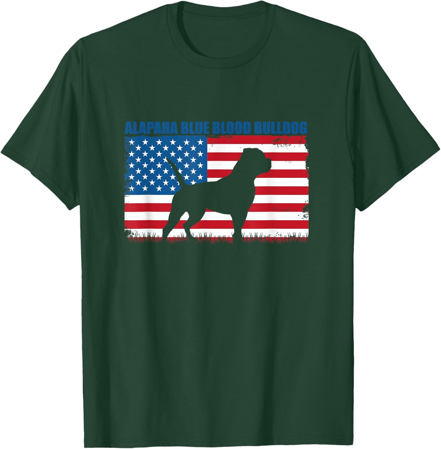 American Flag Alapaha Blue Blood Bulldog T-Shirt - T-Shirt | Forest