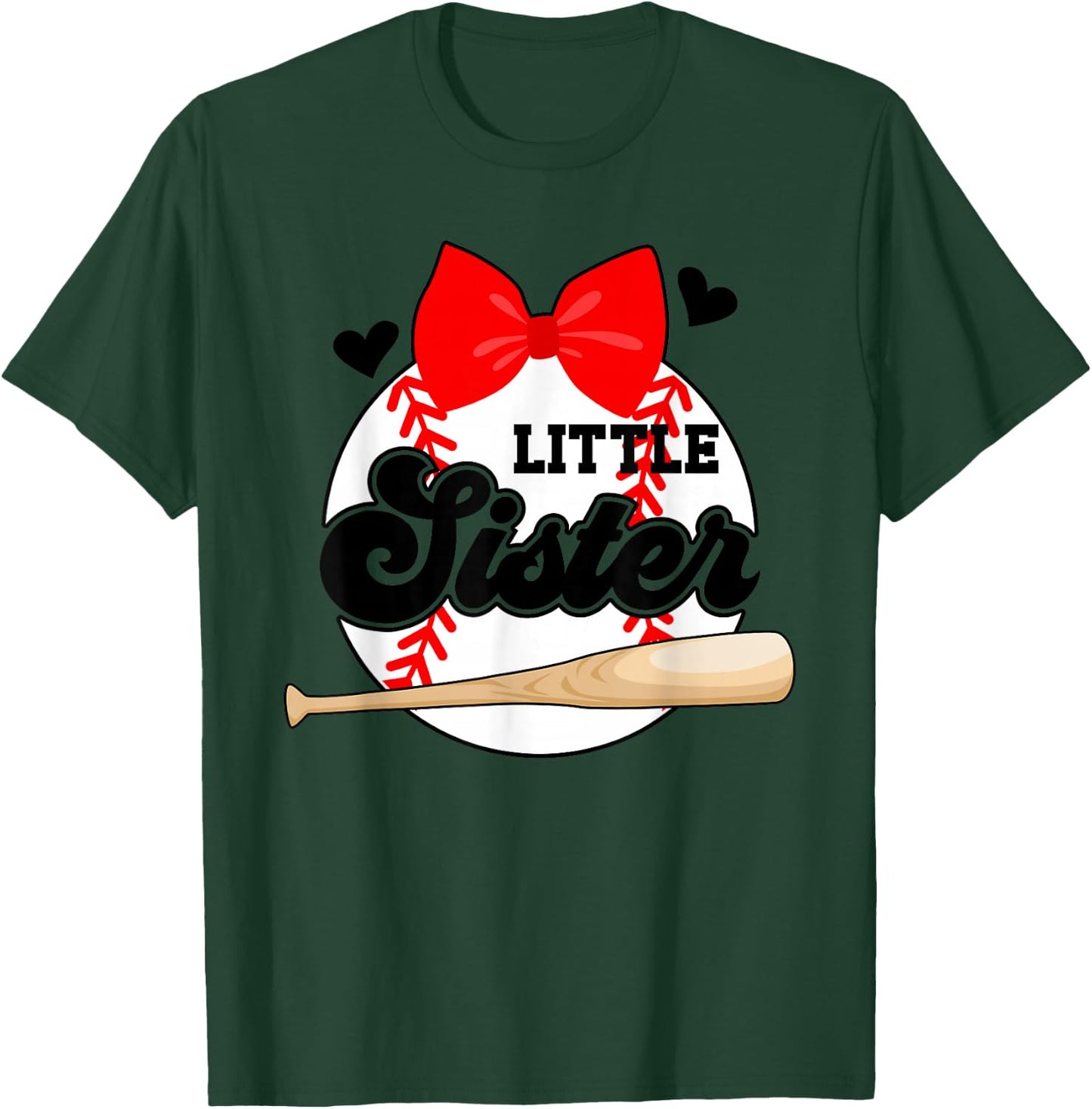Little Sister Baseball Sister Of A Baseball Player T-Shirt - T-Shirt | Forest