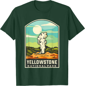 Yellowstone National Park - Throwback Design - Classic T-Shirt - T-Shirt | Forest