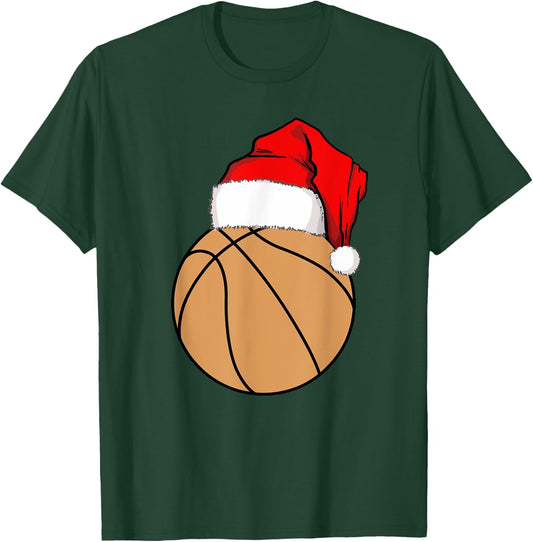 Christmas Basketball Santa T-Shirt - T-Shirt | Forest