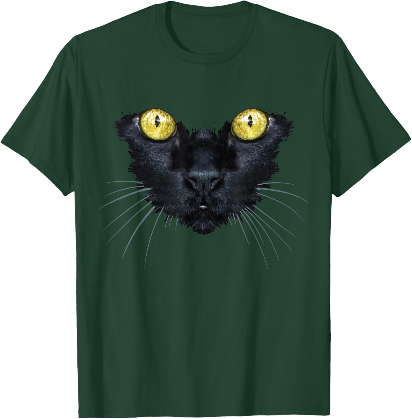 Black Cat Shirt Halloween Spooky Yellow Eyes Cat Women Kids T-Shirt - T-Shirt | Forest