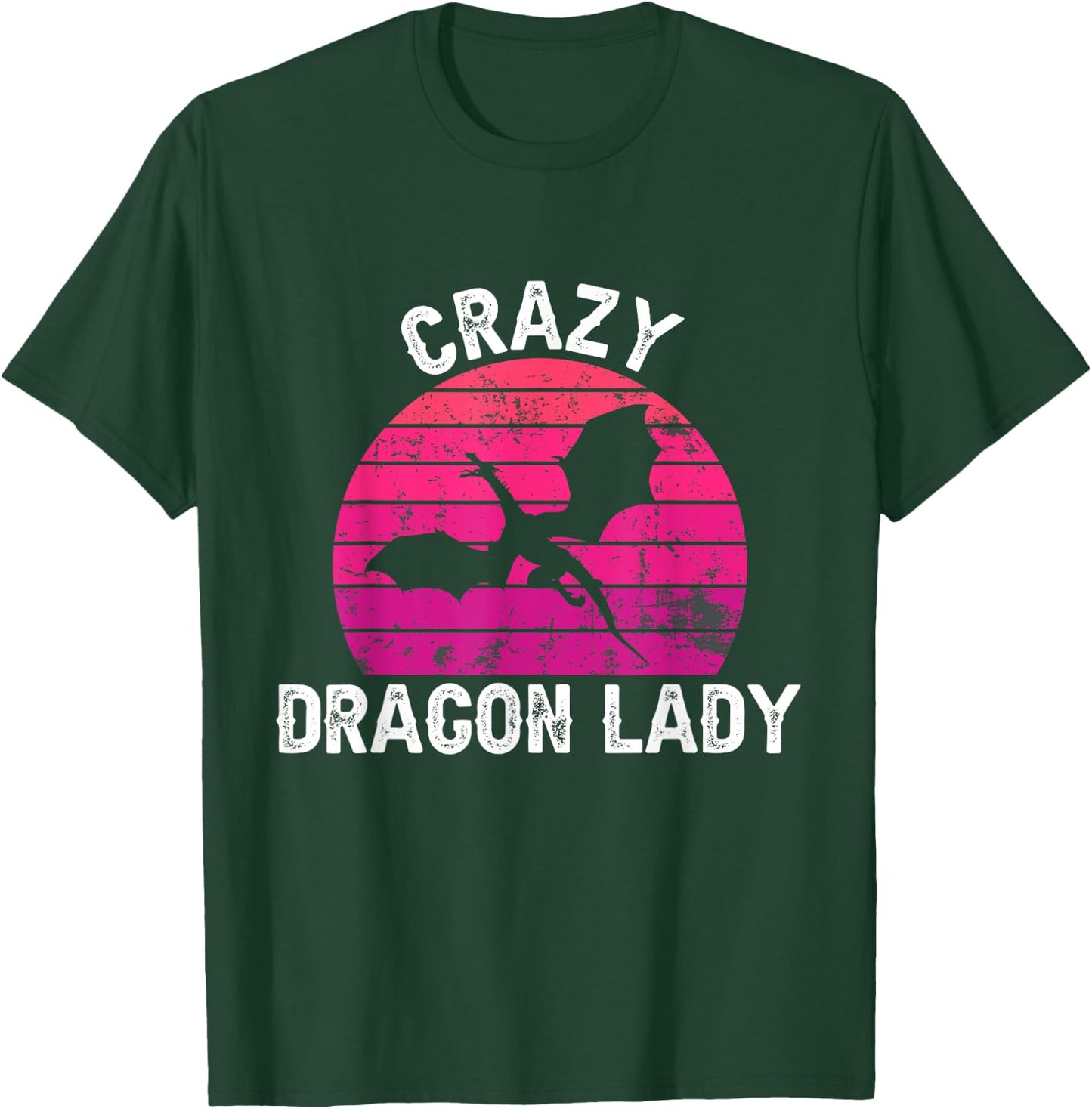 Crazy Dragon Lady - Retro Dragon Woman T-Shirt - T-Shirt | Forest