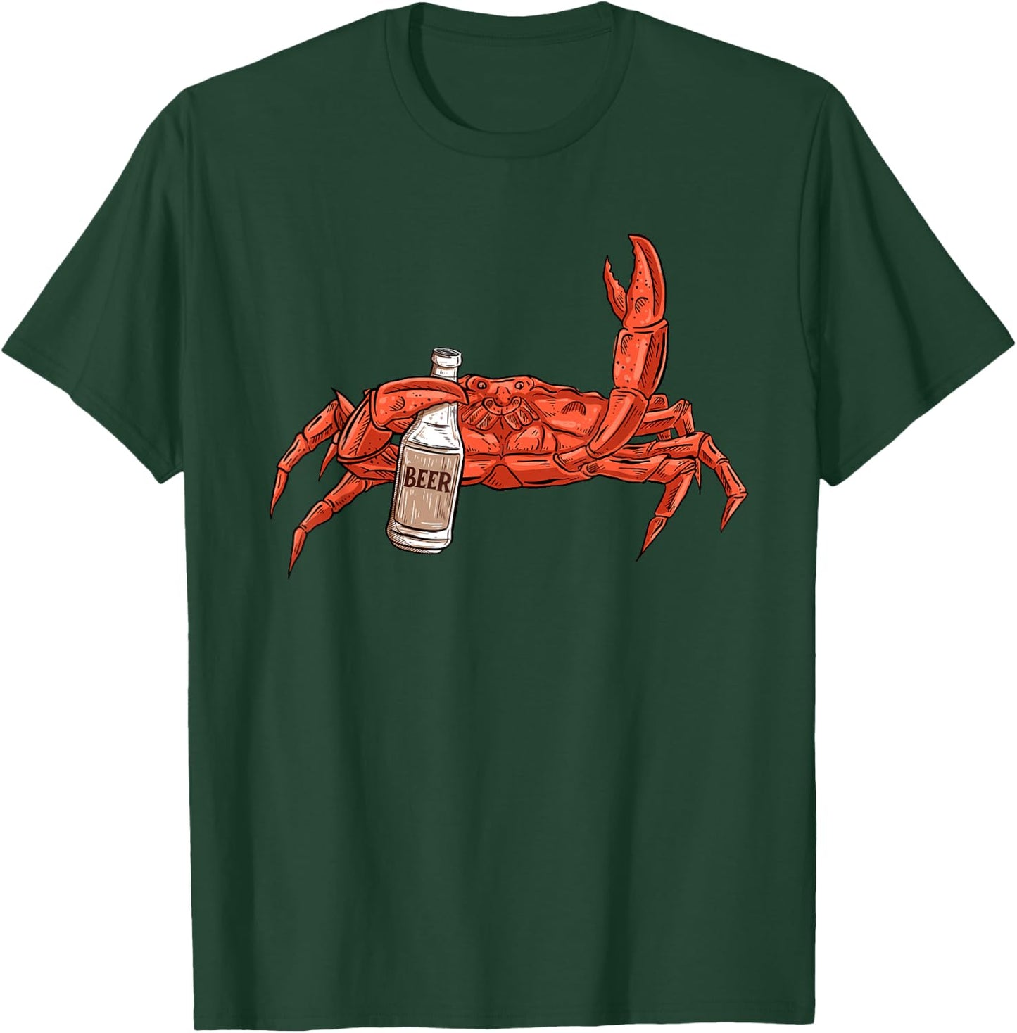 Crab Drinking Beer - Beach Crustacean Crabber Crabbing Lover T-Shirt - T-Shirt | Forest