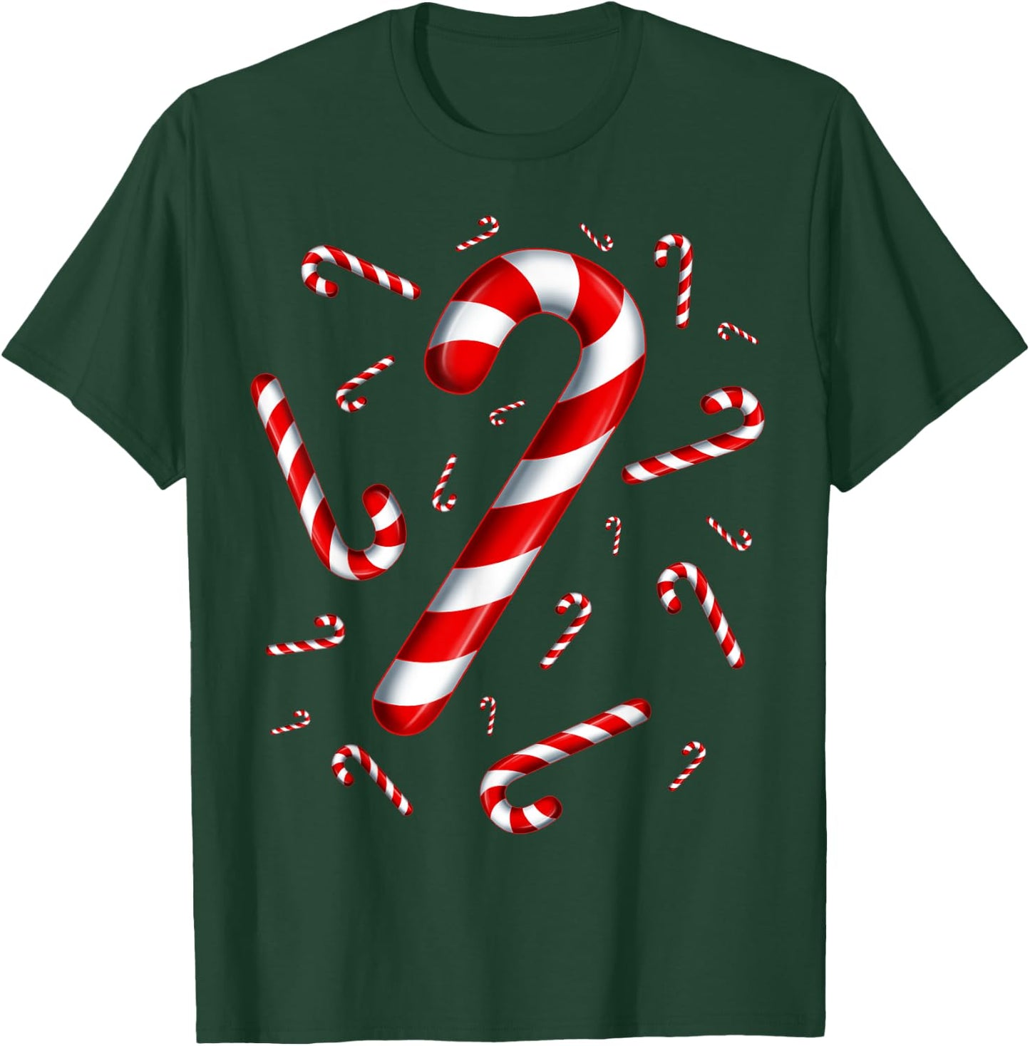 Christmas Candy Cane Red and White Sweet Twisted Candy T-Shirt - T-Shirt | Forest
