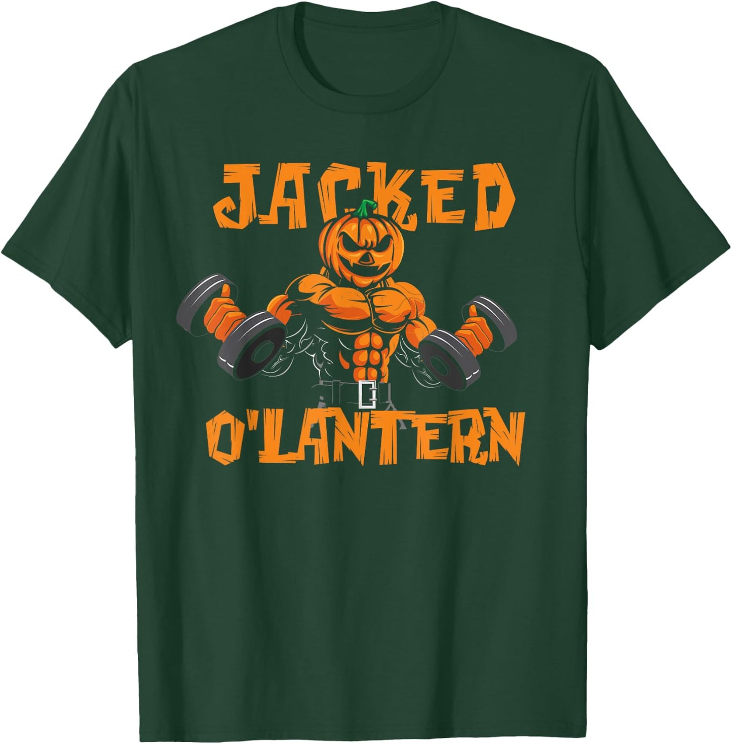 Jacked O'Lantern Halloween Gym Workout Lifting Pumpkin Funny T-Shirt - T-Shirt | Forest