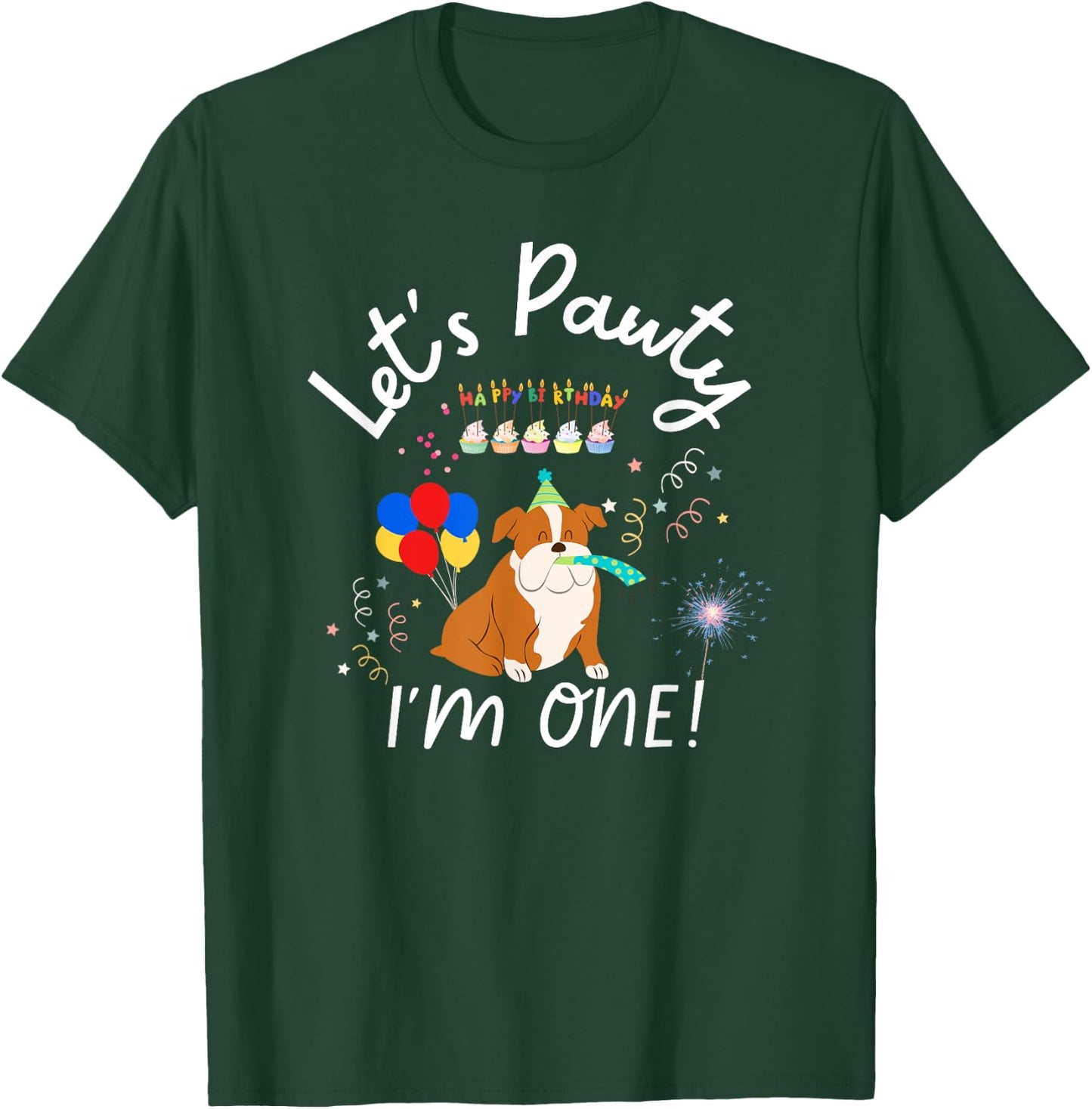 Dog's first Birthday English Bulldog Dogs Party Outfit T-Shirt - T-Shirt | Forest