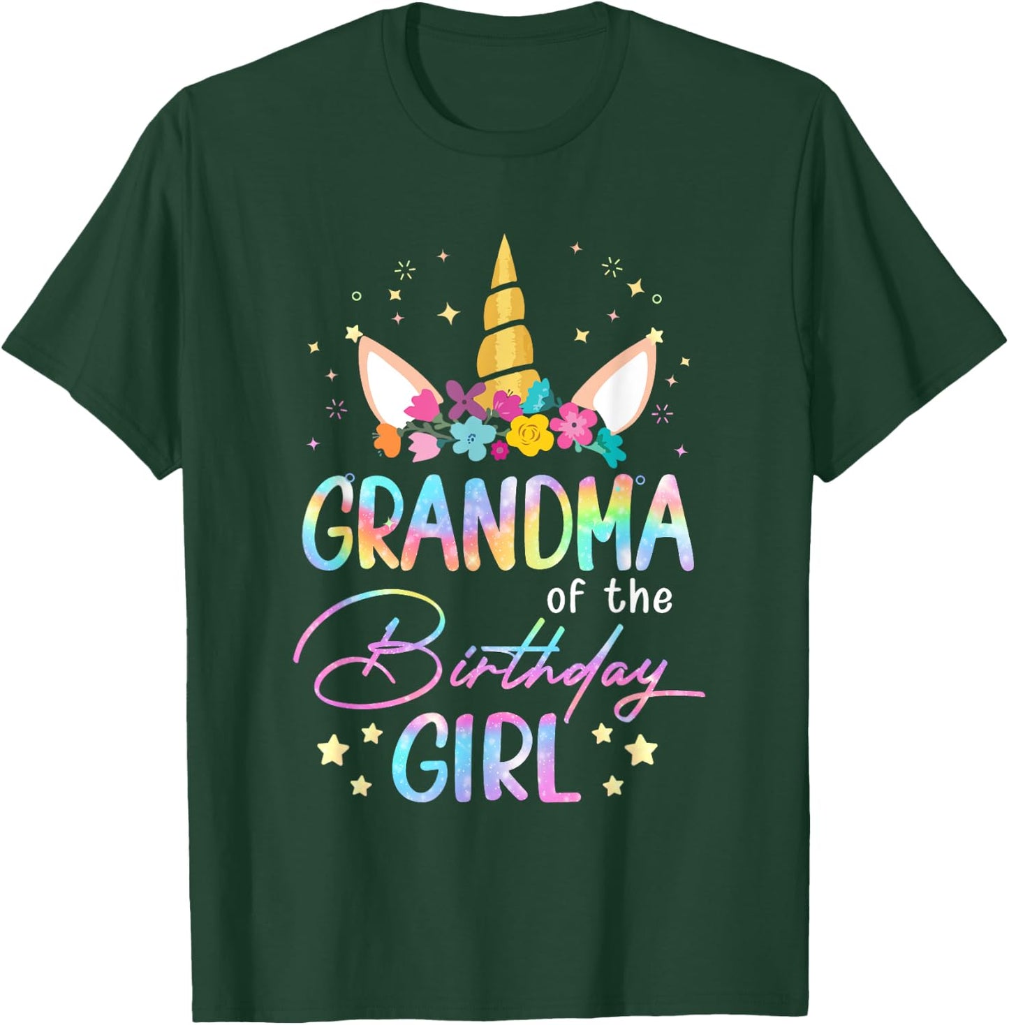 Unicorn Grandma Of The Birthday Girl Unicorn Flower Birthday T-Shirt - T-Shirt | Forest