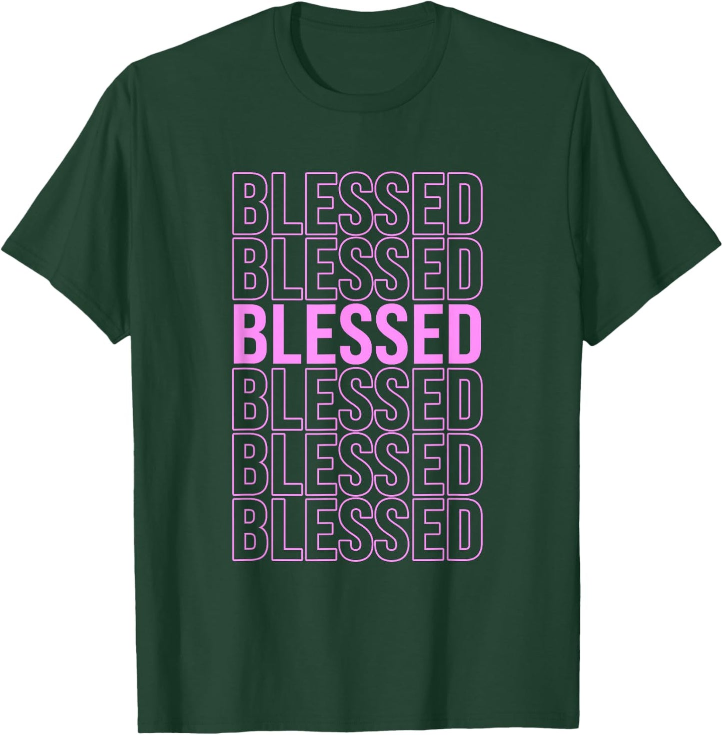 Pink BLESSED Pink Color Graphic T-Shirt - T-Shirt | Forest