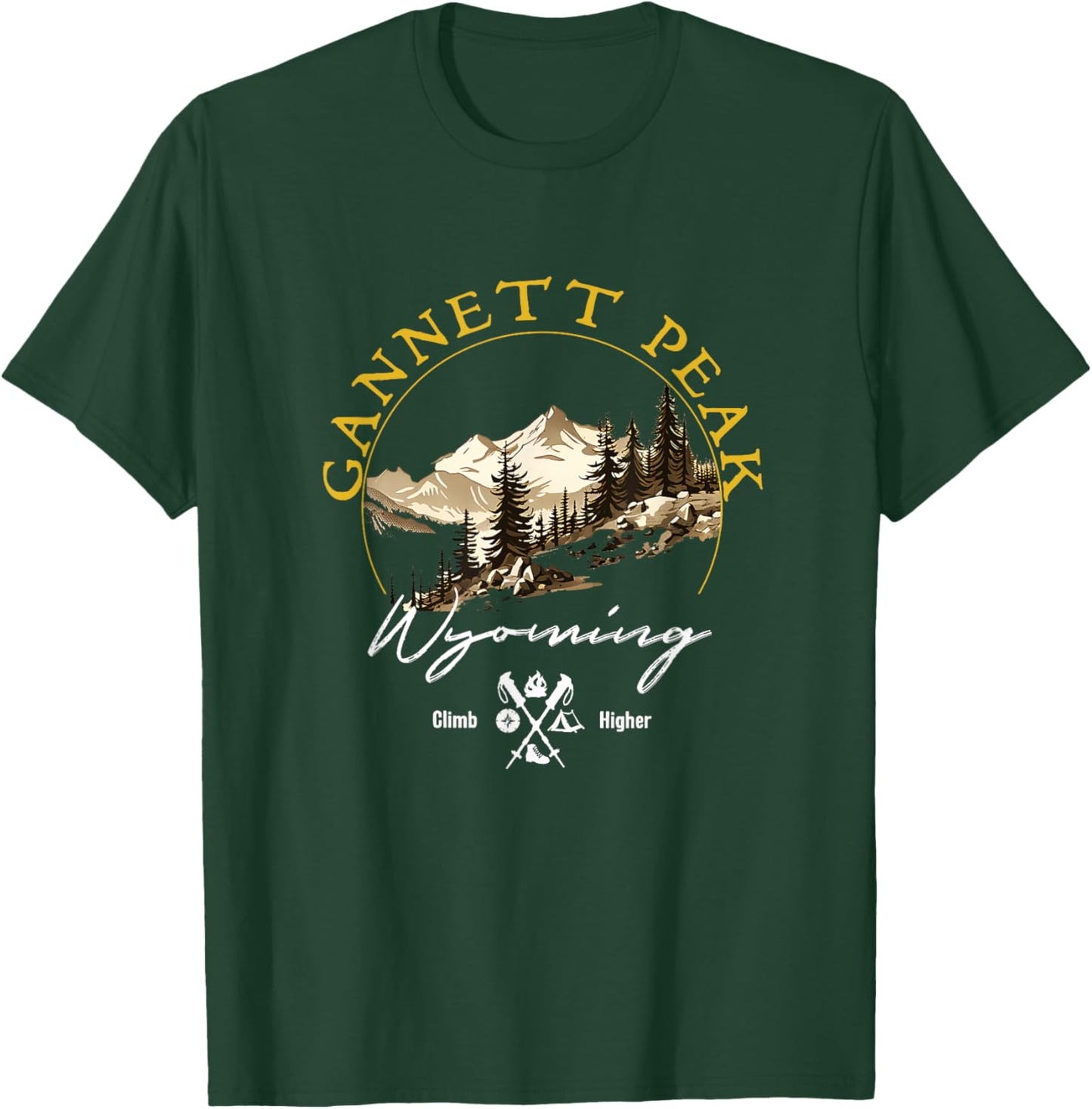 Gannett Peak Retro Vintage Apparel - Gannett Peak Souvenir T-Shirt - T-Shirt | Forest
