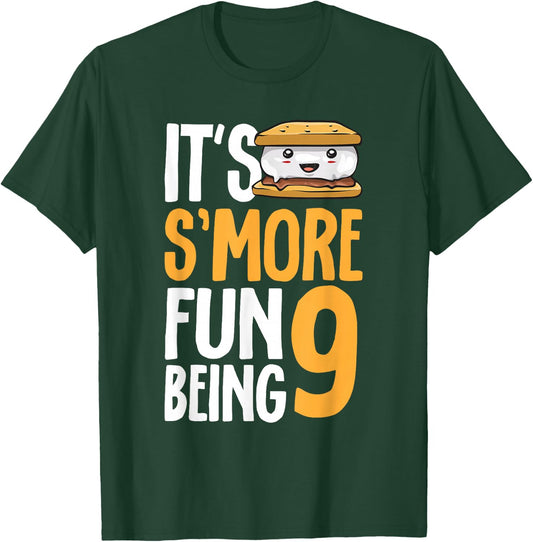 S’more Campfire 9th Birthday Marshmallow Camping Smore T-Shirt - T-Shirt | Forest
