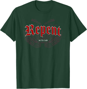 Repent Inspiration – Motorcycle Christian Faith Gospel Biker T-Shirt - T-Shirt | Forest