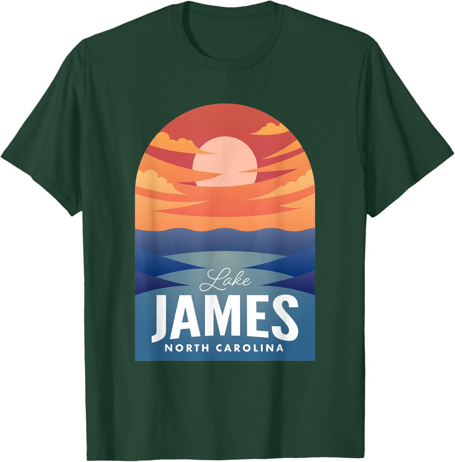 James Lake NC Retro Sunset T-Shirt - T-Shirt | Forest