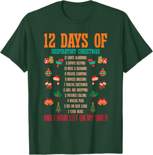 12 Days Of Respiratory Therapist Christmas RT Therapy Xmas T-Shirt - T-Shirt | Forest