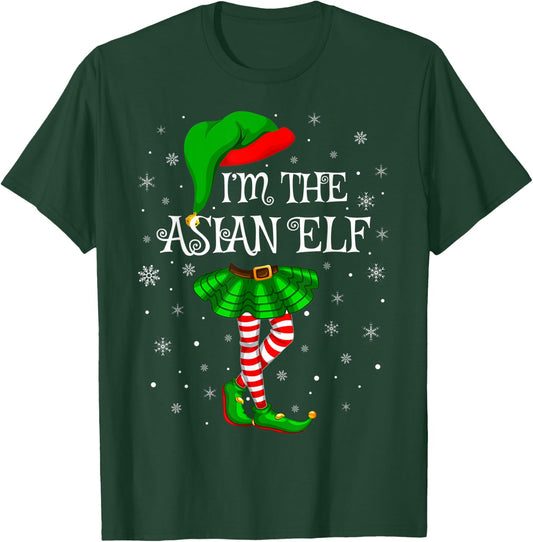 Family Matching Women Girls I'm The Asian Elf Christmas T-Shirt - T-Shirt | Forest