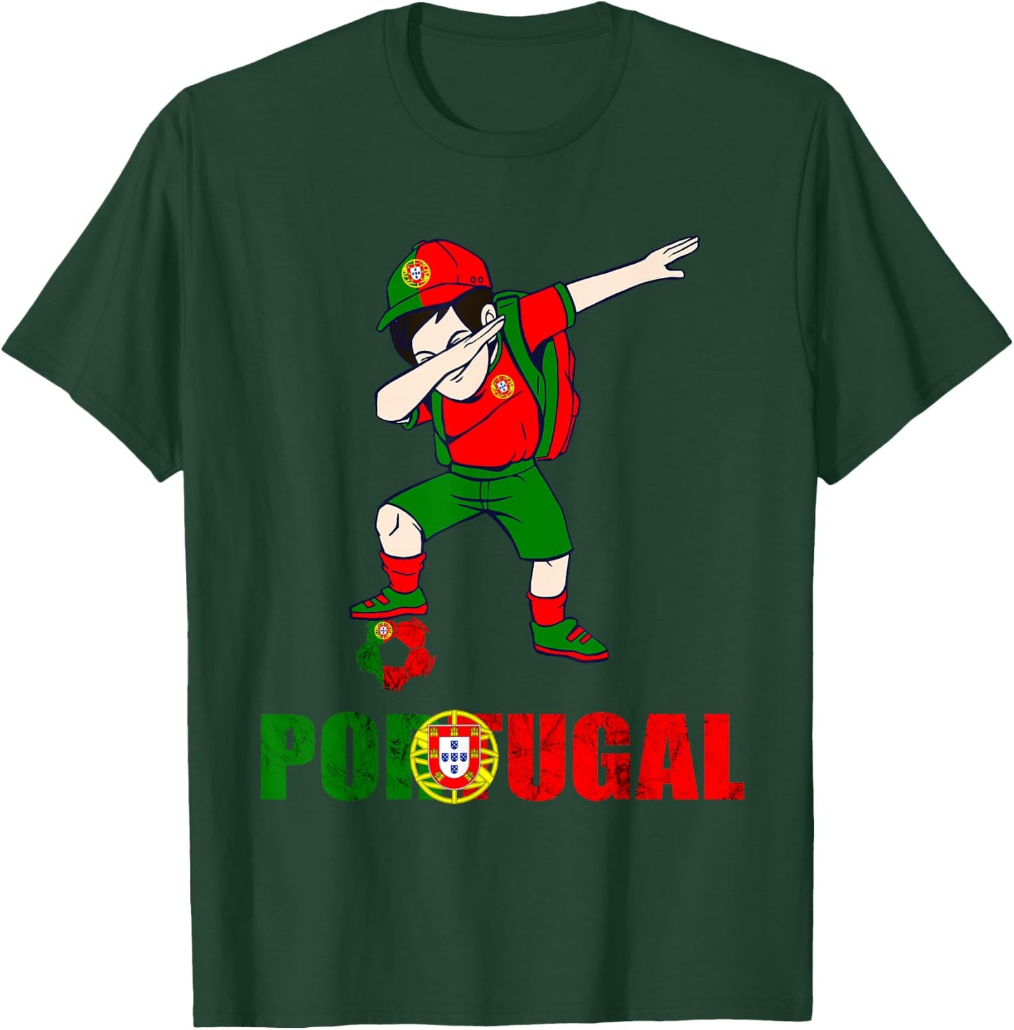 Portugal Flag Dabbing Boy Portugal Soccer Portuguese Pride T-Shirt - T-Shirt | Forest