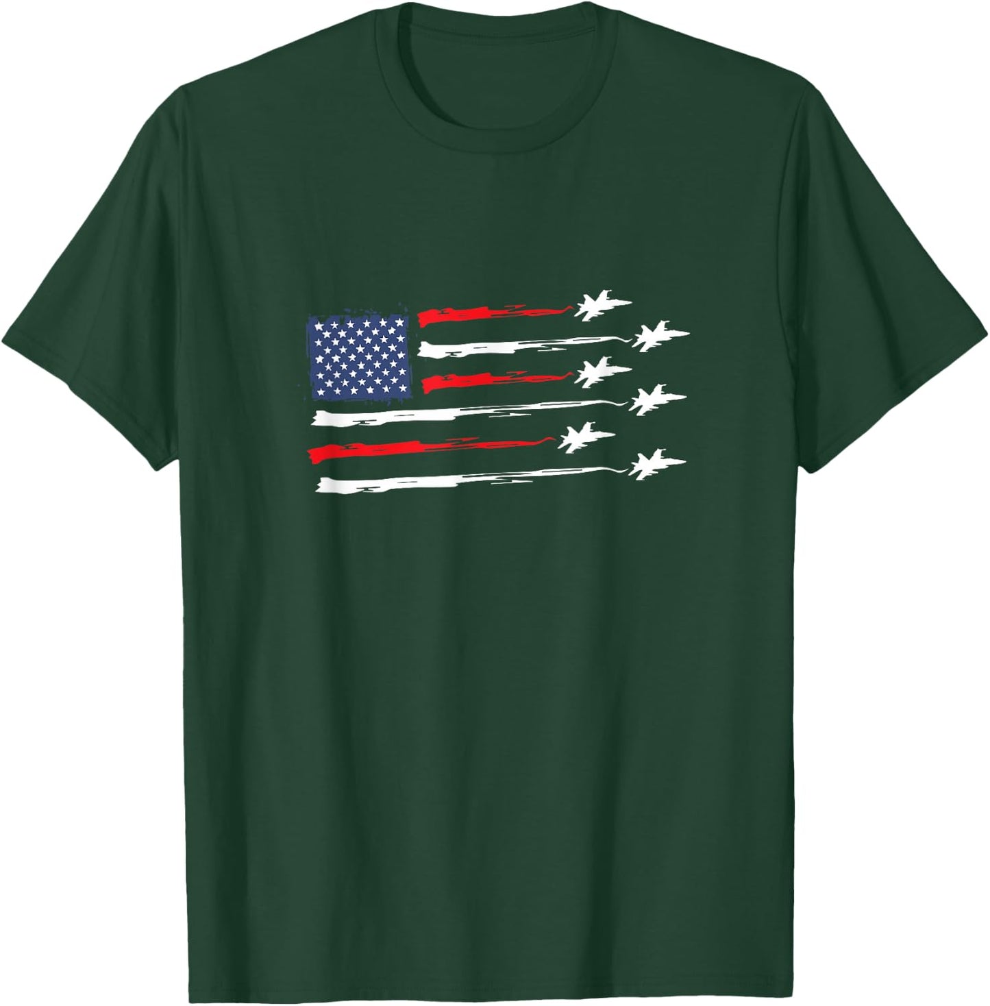 American Flag Fighter Jet 4th ofJuly for Patriotic Veterans T-Shirt - T-Shirt | Forest